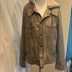 Guess Tan Quilted Jacket with Sherpa Lining